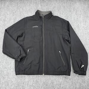 Eddie Bauer Jacket Mens Large Black Fleece Lined Insulated Zip Outdoor EB520